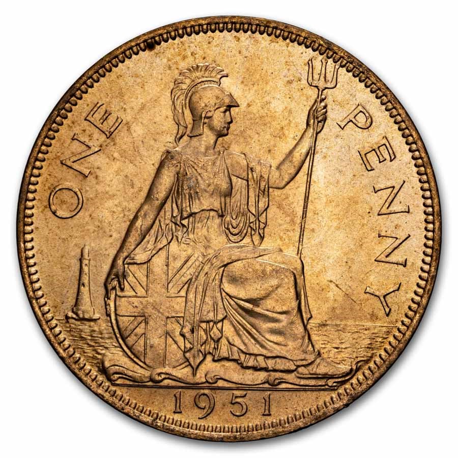 1951 Great Britain Bronze Penny BU (Red/Brown)