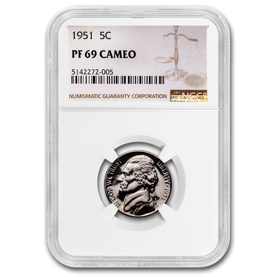 1951 Jefferson Nickel PF-69 Cameo NGC 1951 Jefferson Nickel PF-69 Cameo NGC