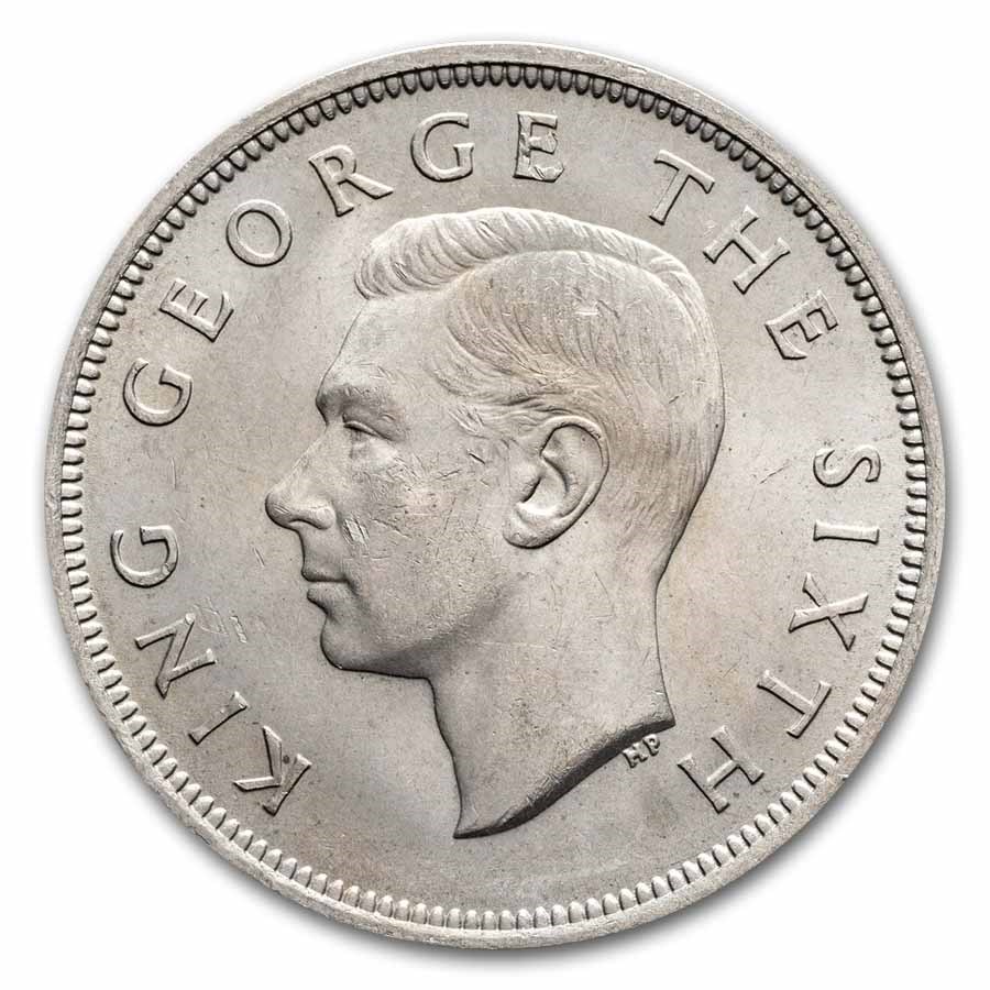 1951 New Zealand Copper-Nickel 1/2 Crown George VI BU