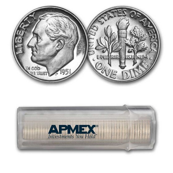 1951 Roosevelt Dime 50-Coin Roll BU 1951 Roosevelt Dime 50-Coin Roll BU