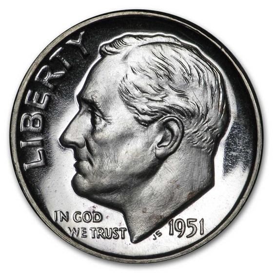 1951 Roosevelt Dime Gem Proof 1951 Roosevelt Dime Gem Proof