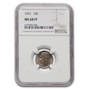 1951 Roosevelt Dime MS-68 NGC (FT)