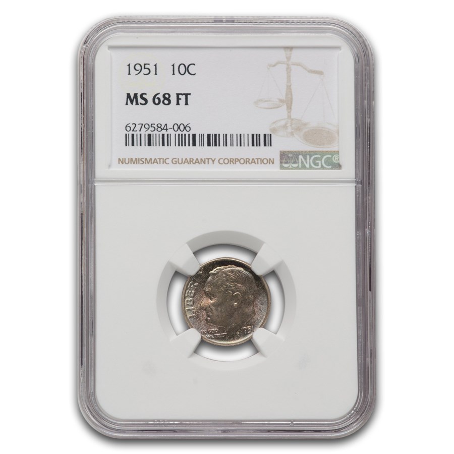 1951 Roosevelt Dime MS-68 NGC (FT)