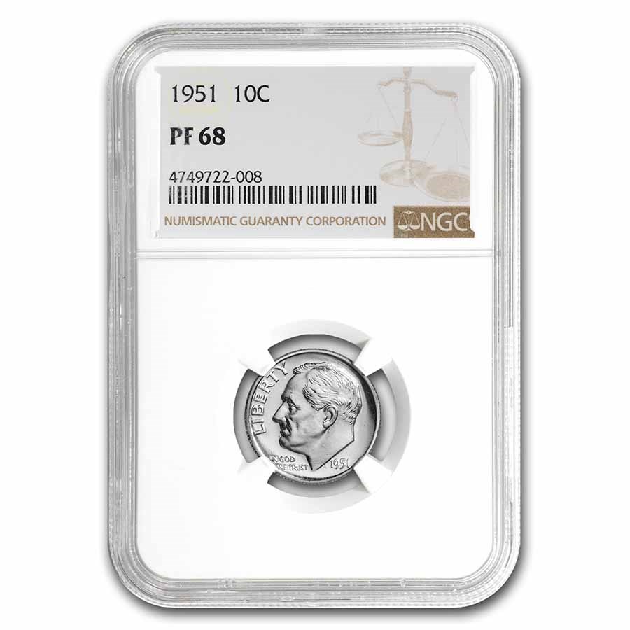 1951 Roosevelt Dime PF-68 NGC