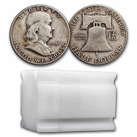 1951-S Franklin Half Dollar 20-Coin Roll Avg Circ 1951-S Franklin Half Dollar 20-Coin Roll Avg Circ