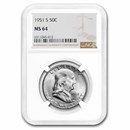 1951-S Franklin Half Dollar MS-64 NGC