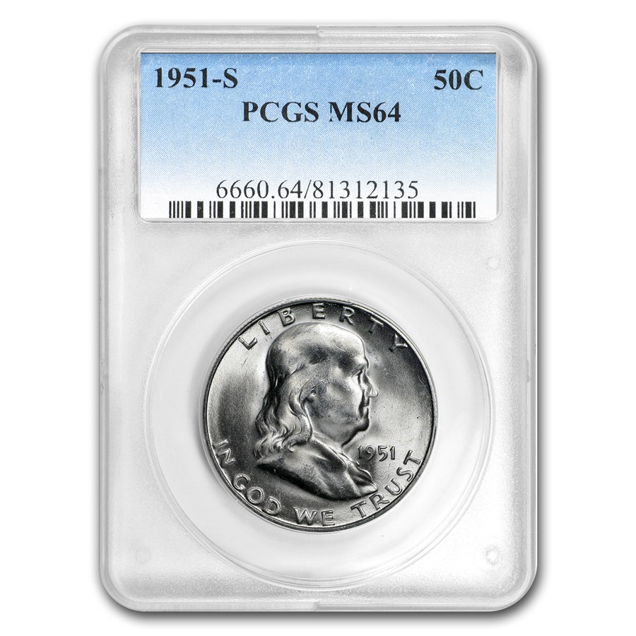 1951-S Franklin Half Dollar MS-64 PCGS