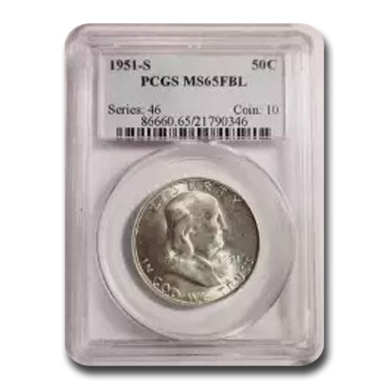 1951-S Franklin Half Dollar MS-65 PCGS (FBL) 1951-S Franklin Half Dollar MS-65 PCGS (FBL)
