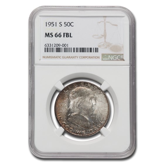 1951-S Franklin Half Dollar MS-66 NGC (FBL) 1951-S Franklin Half Dollar MS-66 NGC (FBL)