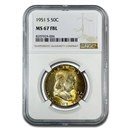 1951-S Franklin Half Dollar MS-67 NGC (FBL)