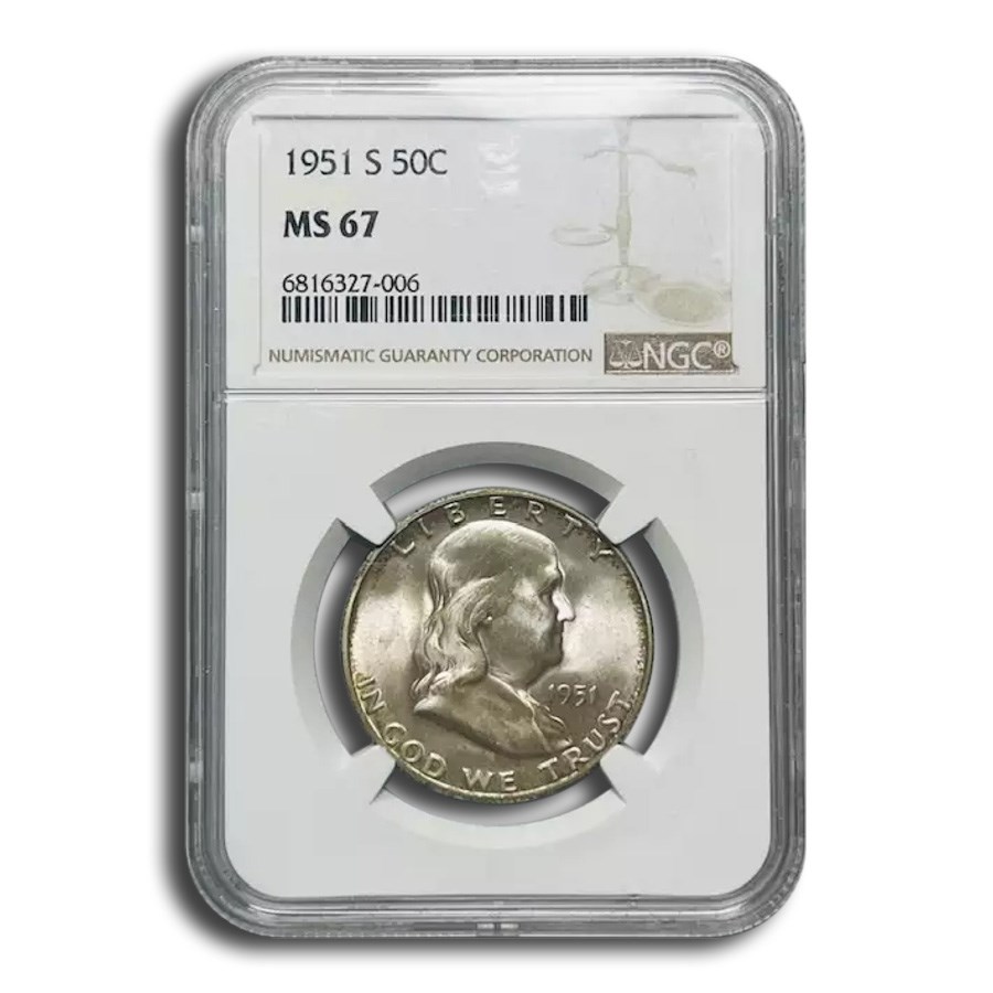 1951-S Franklin Half Dollar MS-67 NGC