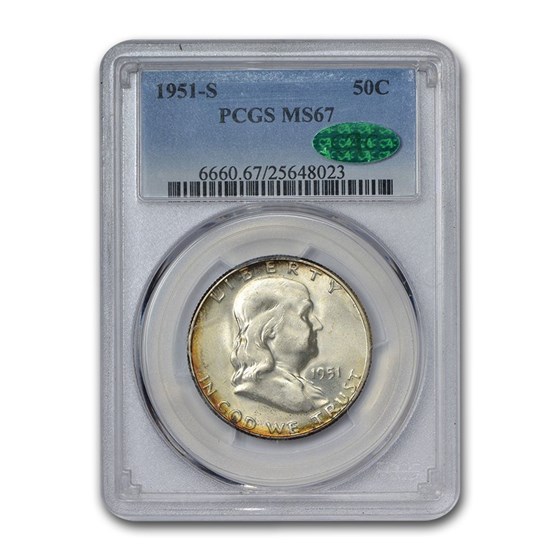 1951-S Franklin Half Dollar MS-67 PCGS CAC 1951-S Franklin Half Dollar MS-67 PCGS CAC