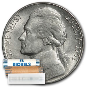 1951-S Jefferson Nickel 40-Coin Roll BU 1951-S Jefferson Nickel 40-Coin Roll BU