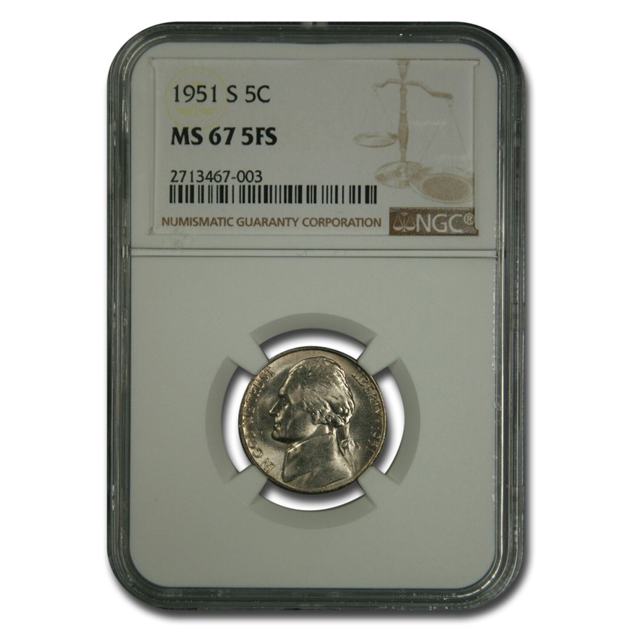 1951-S Jefferson Nickel MS-67 NGC (FS)