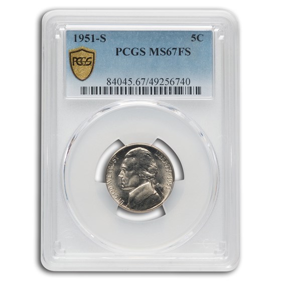1951-S Jefferson Nickel MS-67 PCGS (FS) 1951-S Jefferson Nickel MS-67 PCGS (FS)