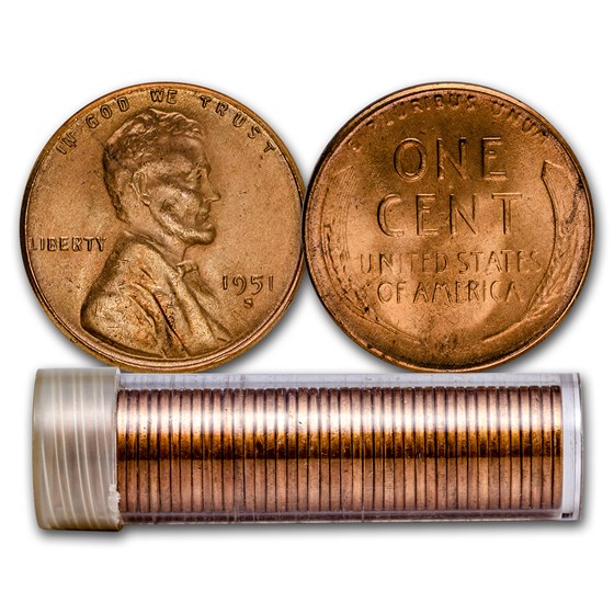 1951-S Lincoln Cent 50-Coin Roll BU 1951-S Lincoln Cent 50-Coin Roll BU