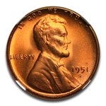 1951-S Lincoln Cent MS-67 NGC (Red)
