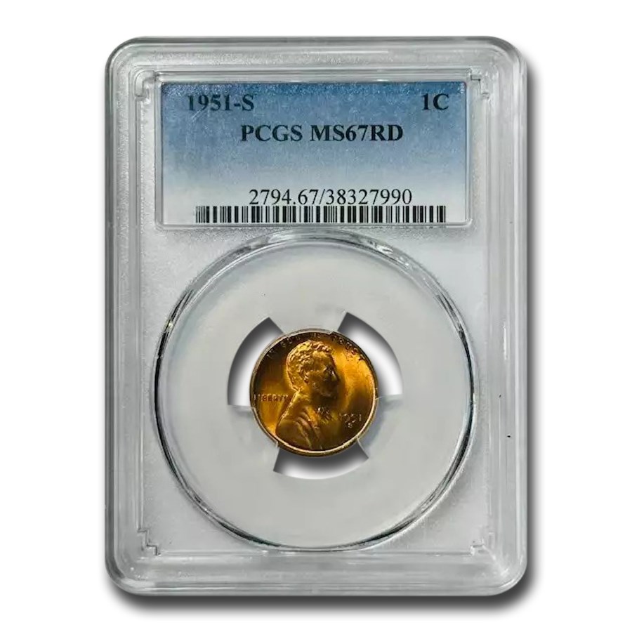 1951-S Lincoln Cent MS-67 PCGS (Red)