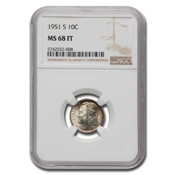 1951-S Roosevelt Dime MS-68 NGC 1951-S Roosevelt Dime MS-68 NGC