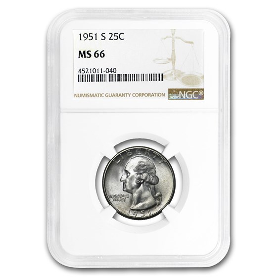 1951-S Washington Quarter MS-66 NGC 1951-S Washington Quarter MS-66 NGC