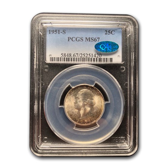 1951-S Washington Quarter MS-67 PCGS CAC 1951-S Washington Quarter MS-67 PCGS CAC