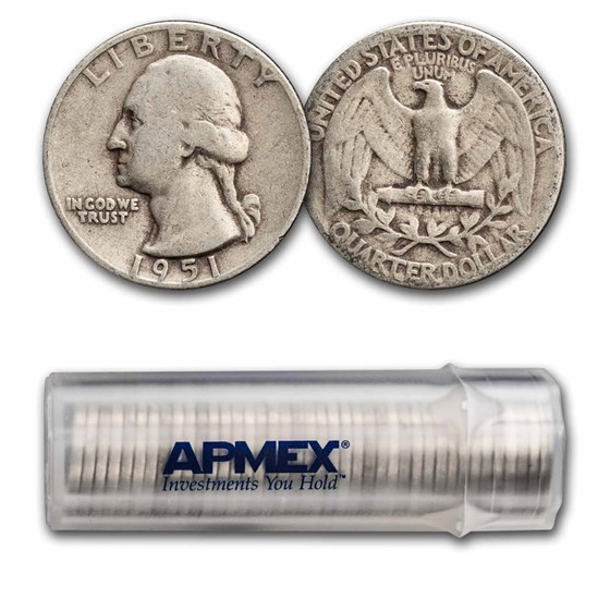 1951 Washington Quarter 40-Coin Roll Avg Circ 1951 Washington Quarter 40-Coin Roll Avg Circ