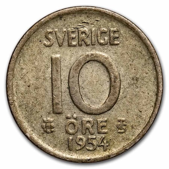 Buy 19521962 Sweden Silver 10 Öre Gustaf VI Avg Circ APMEX