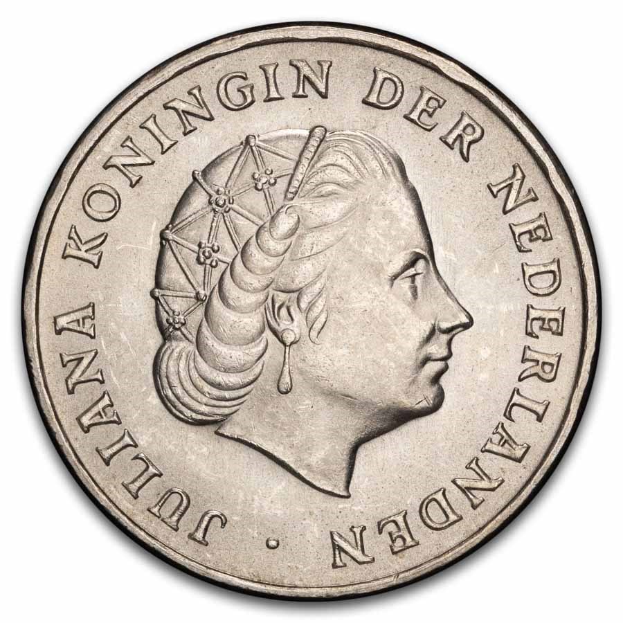 1952-1970 Netherlands Antilles Silver 1 Gulden AU/BU