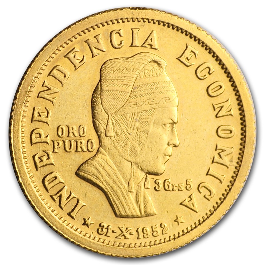 Buy 1952 Bolivia Gold 5 Bolivianos BU APMEX