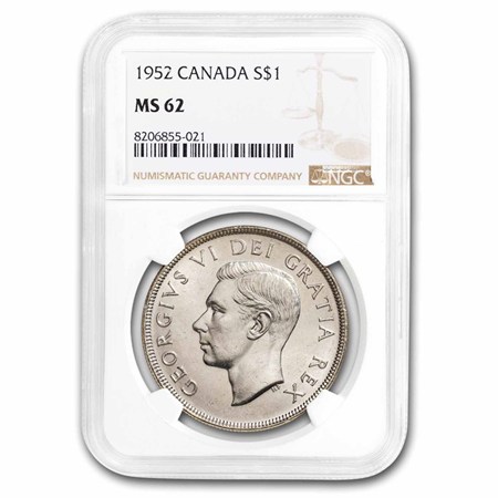 1952 Canada Silver Dollar George VI MS-62 NGC