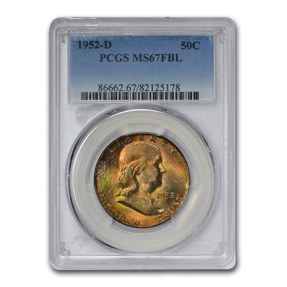 1952-D Franklin Half Dollar MS-67 PCGS (FBL, Beautiful Toning) 1952-D Franklin Half Dollar MS-67 PCGS (FBL, Beautiful Toning)