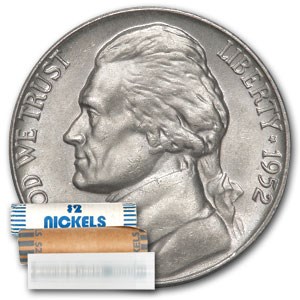 1952 Jefferson Nickel 40-Coin Roll BU 1952 Jefferson Nickel 40-Coin Roll BU