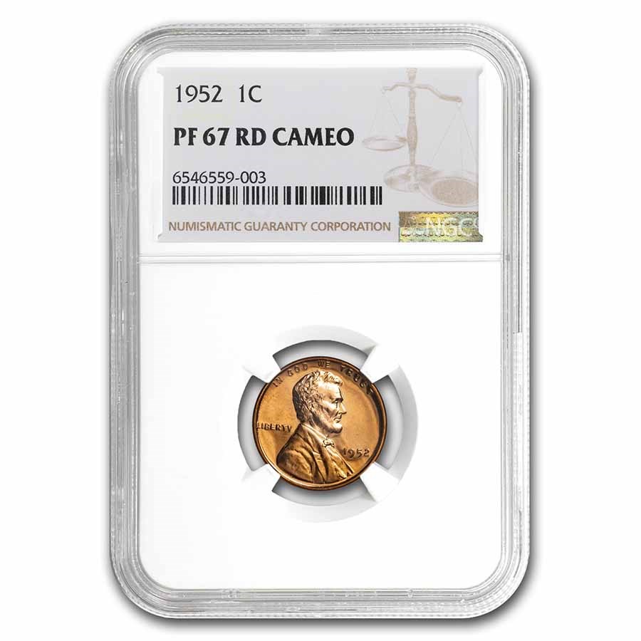 1952 Lincoln Cent PF-67 Cameo NGC (Red)
