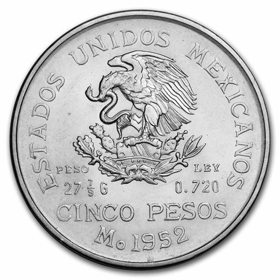 1952 Mexico Silver 5 Pesos Hidalgo BU 1952 Mexico Silver 5 Pesos Hidalgo BU