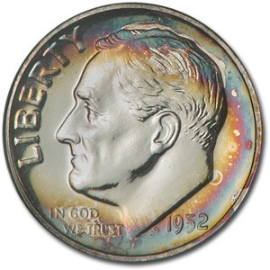 1952 Roosevelt Dime Proof-65* STAR NGC (Golden Toning) 1952 Roosevelt Dime Proof-65* STAR NGC (Golden Toning)