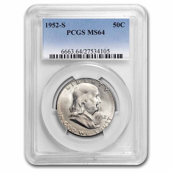 1952-S Franklin Half Dollar MS-64 PCGS 1952-S Franklin Half Dollar MS-64 PCGS