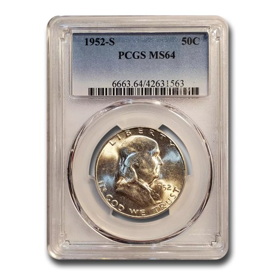 1952-S Franklin Half Dollar MS-64 PCGS 1952-S Franklin Half Dollar MS-64 PCGS