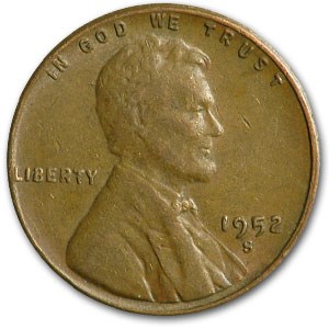 1952-S Lincoln Cent Fine+ 1952-S Lincoln Cent Fine+