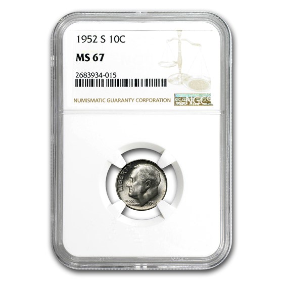 1952-S Roosevelt Dime MS-67 NGC 1952-S Roosevelt Dime MS-67 NGC