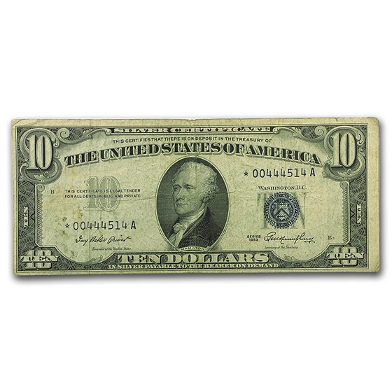 1953* $10 Silver Certificate Fine (Star Note) 1953* $10 Silver Certificate Fine (Star Note)