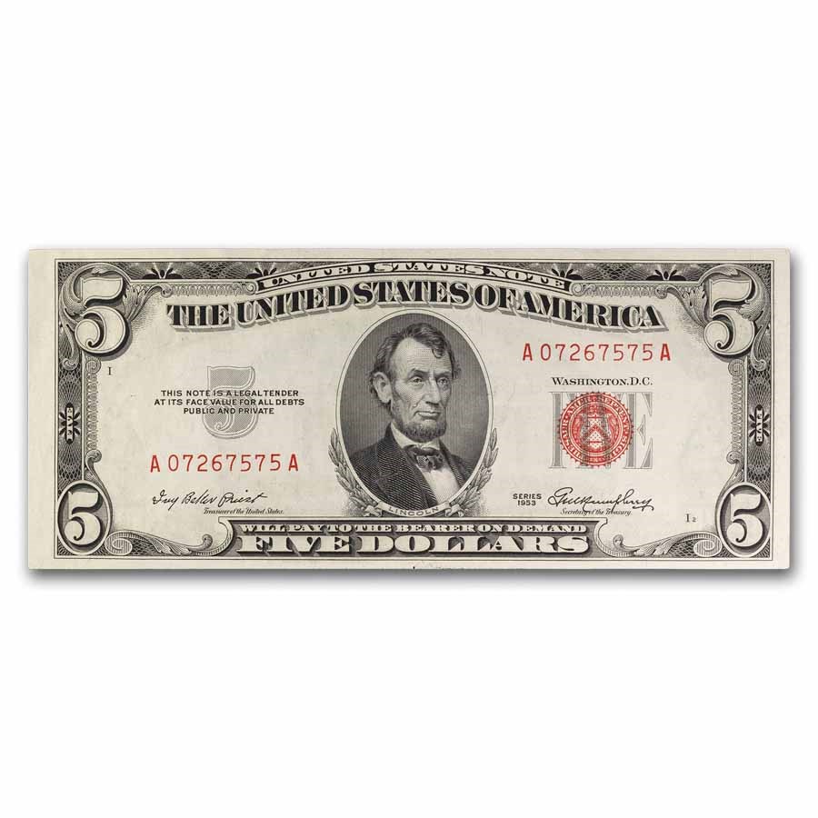 1953-1953-C $5.00 U.S. Note Red Seal CU