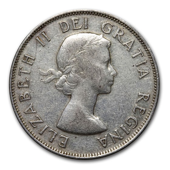 1953-1958 Canada Silver 50 Cents Elizabeth II Avg Circ 1953-1958 Canada Silver 50 Cents Elizabeth II Avg Circ