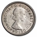 1953-1963 Australia Silver 6 Pence Elizabeth II Avg Circ