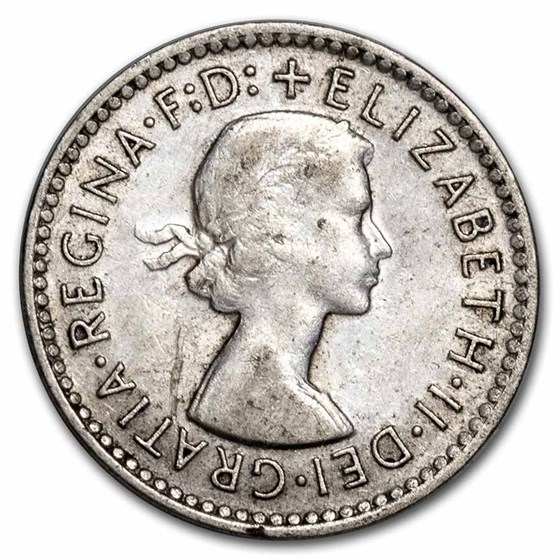 1953-1964 Australia Silver 3 Pence Elizabeth II Avg Circ 1953-1964 Australia Silver 3 Pence Elizabeth II Avg Circ
