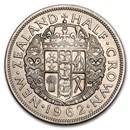 1953-1965 New Zealand Copper-Nickel 1/2 Crown Elizabeth II BU