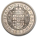 1953-1965 New Zealand Copper-Nickel 1/2 Crown Elizabeth II BU