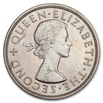 1953-1965 New Zealand Copper-Nickel 1/2 Crown Elizabeth II BU