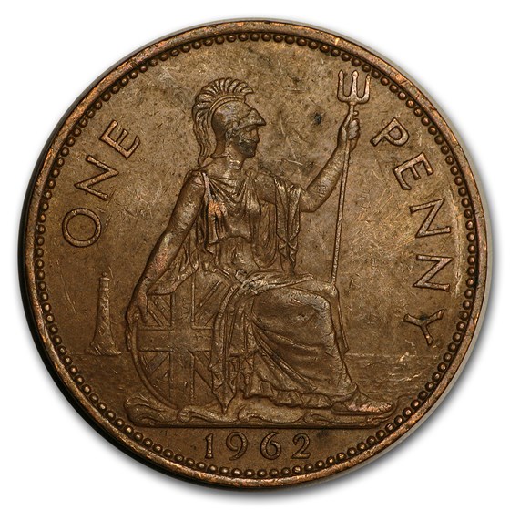 1953-1967 Great Britain Large Penny Elizabeth II Avg Circ