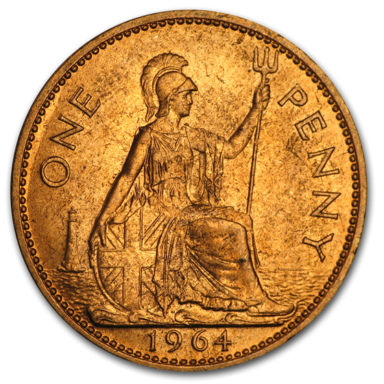 1953-1967 Great Britain Large Penny Elizabeth II BU 1953-1967 Great Britain Large Penny Elizabeth II BU