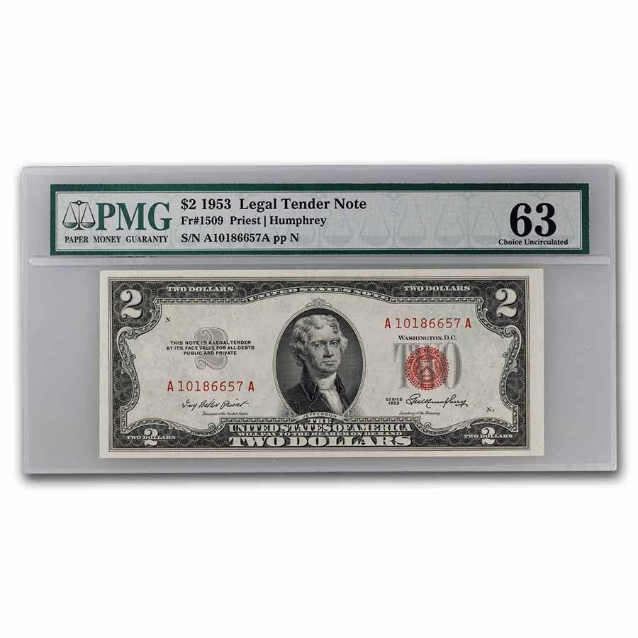 Buy 1953 $2.00 U.S. Note Red Seal CU-63 PMG (Fr#1509) | APMEX